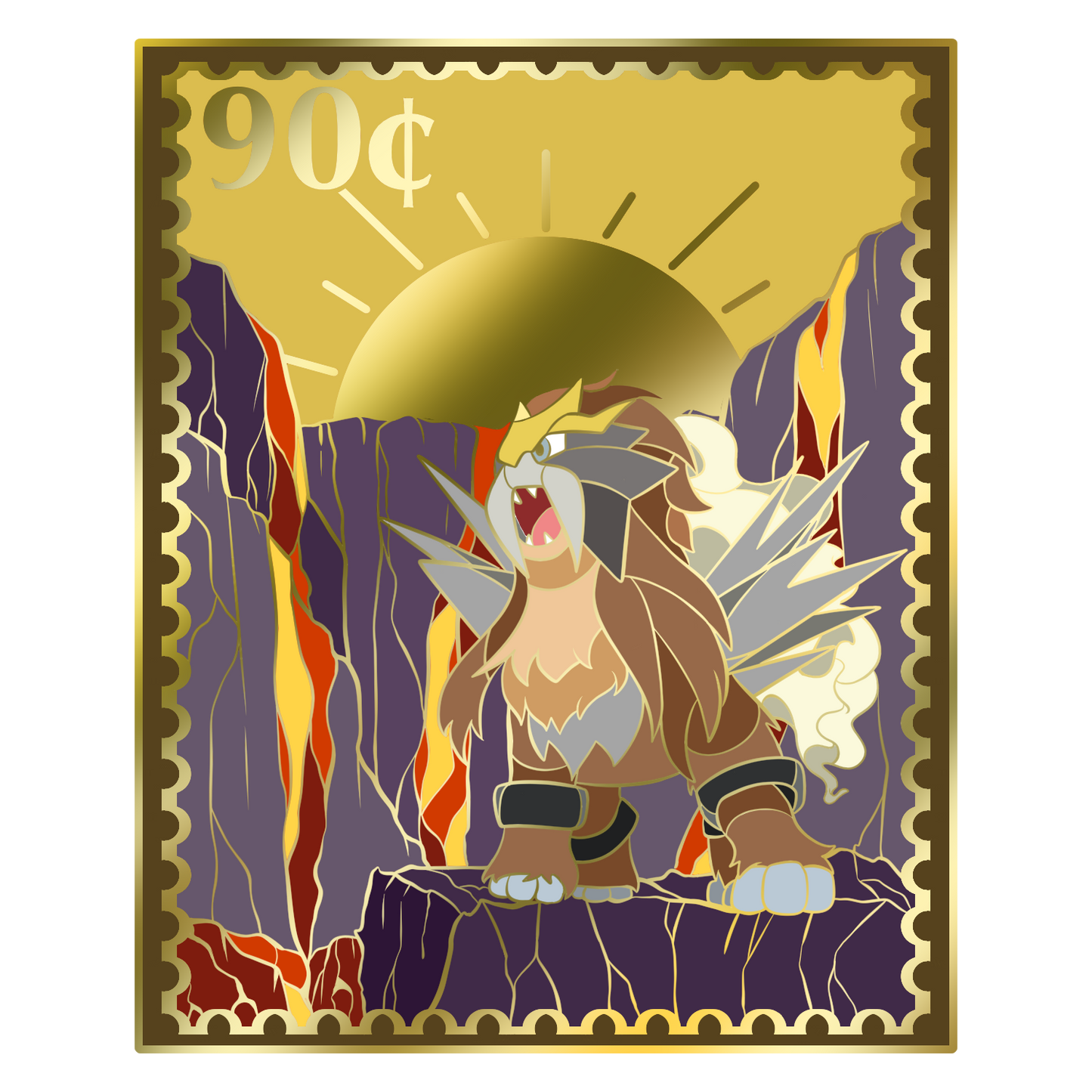 Shiny Entei Stamp Enamel Pin | July 2025 Reward