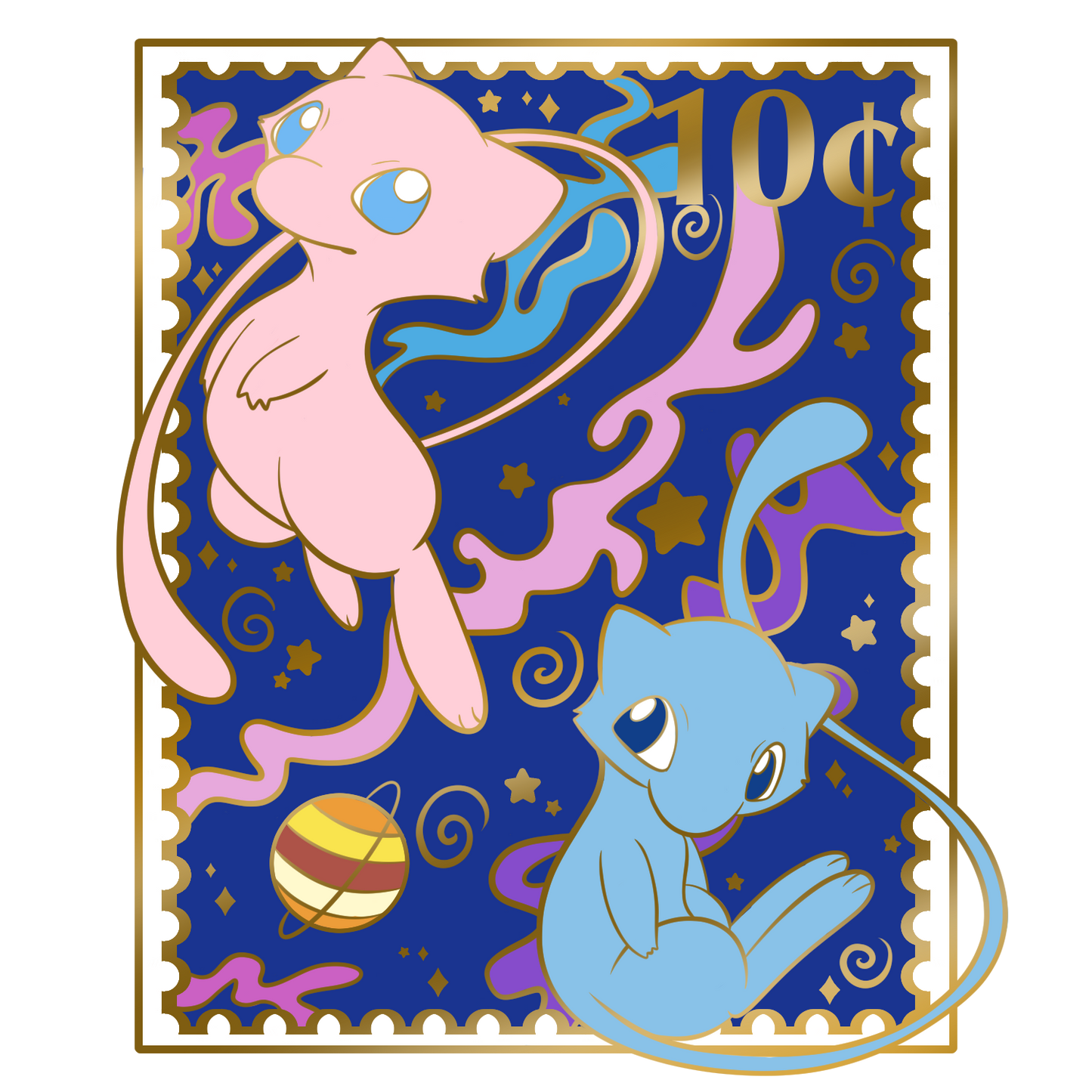 Mew Stamp Enamel Pin