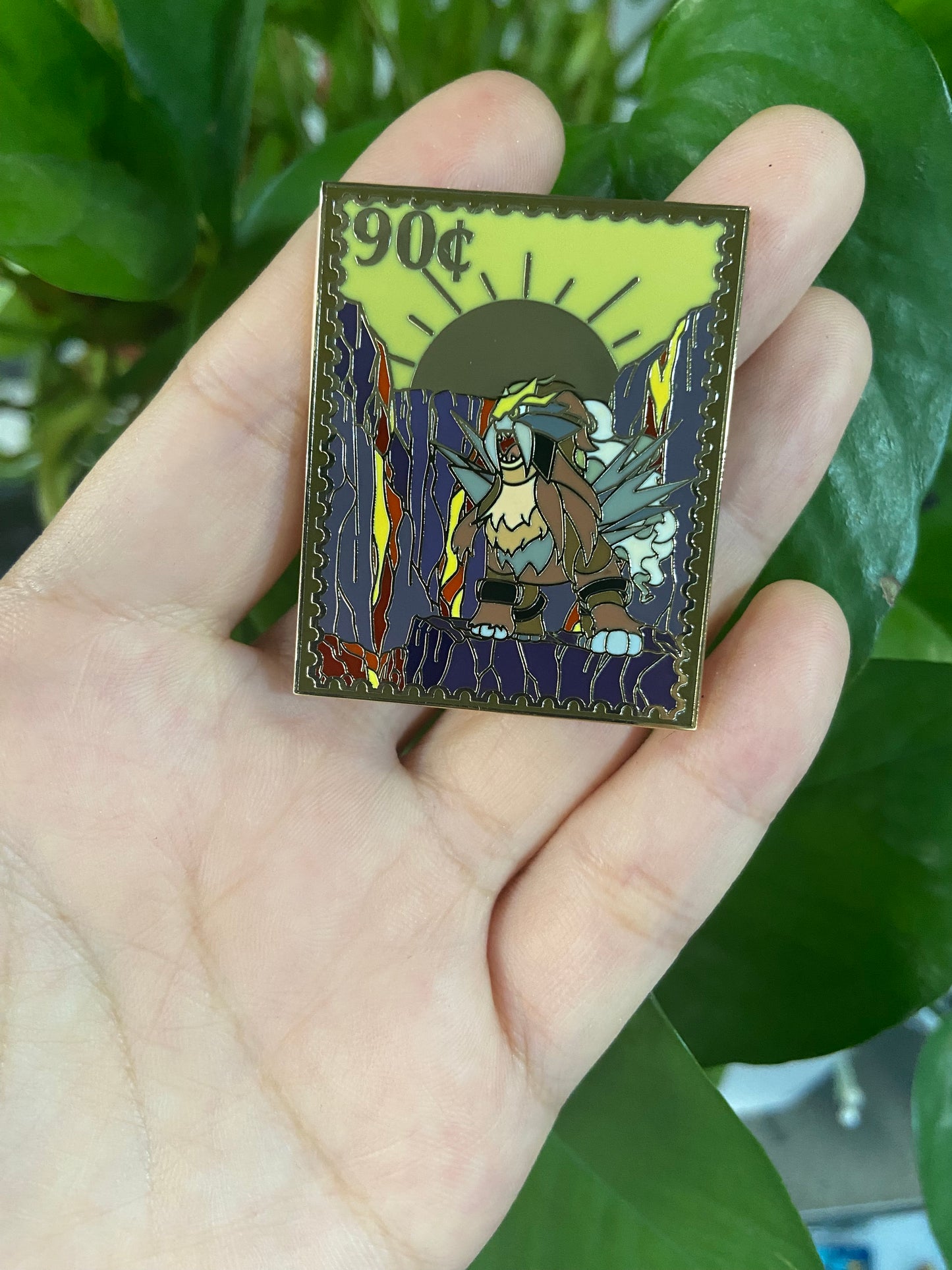 Shiny Entei Stamp Enamel Pin | July 2025 Reward