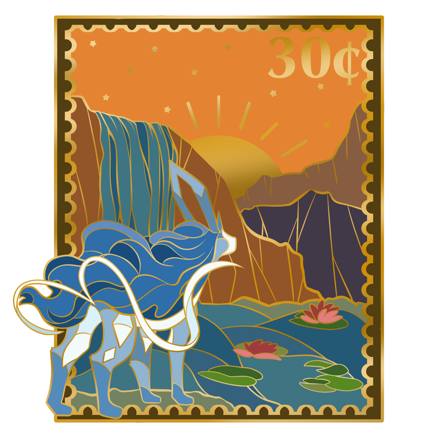 Shiny Suicune Stamp Pin | April 2025 Reward