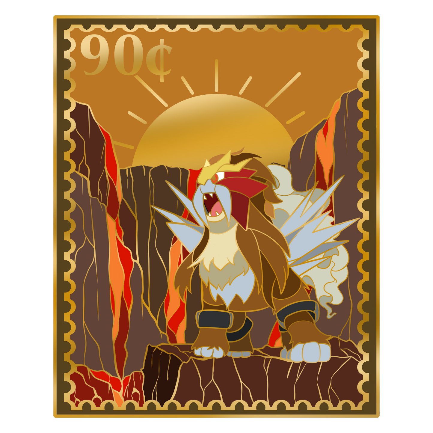 Entei Stamp Enamel Pin